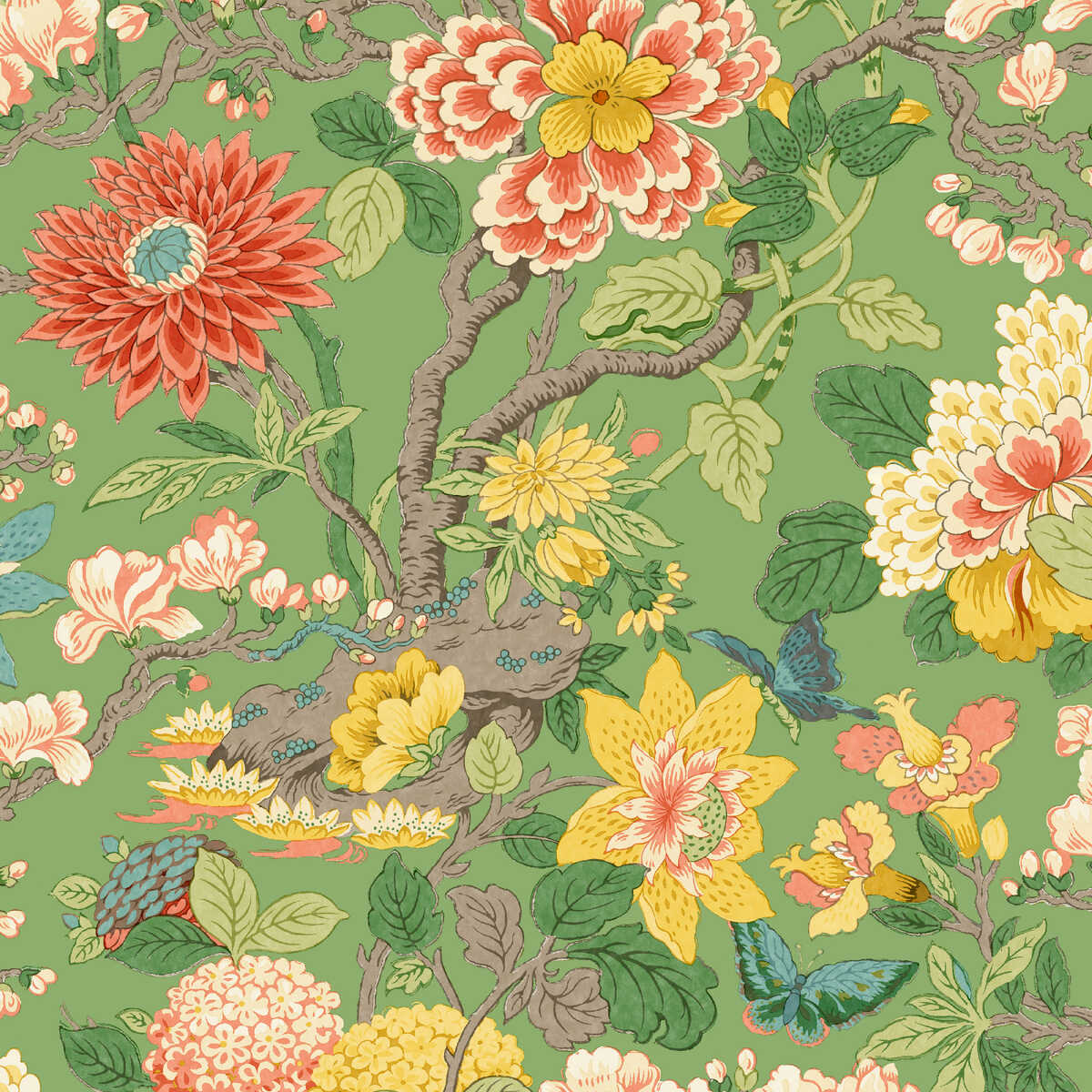 Little Magnolia - Emerald - G P & J BAKER Wallpaper