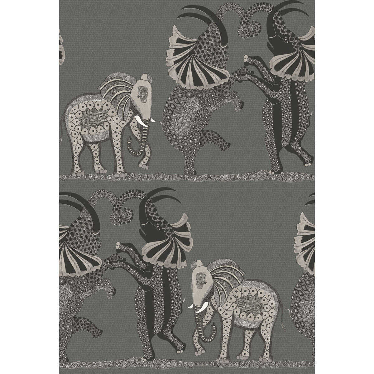 Safari Dance - Charcoal Black & White - COLE & SON Wallpaper