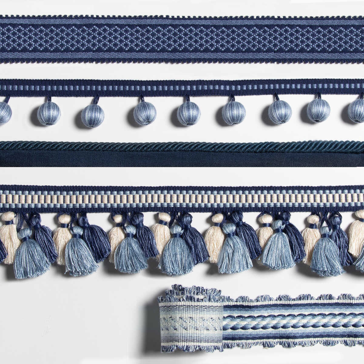 Claude Ball Fringe - Blue - BRUNSCHWIG & FILS Recortar