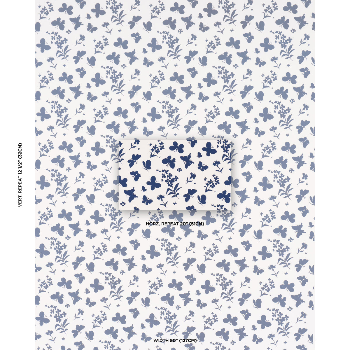 BUTTERFLIES-NAVY-SCHUMACHER-TL400002 - Schumacher Fabric