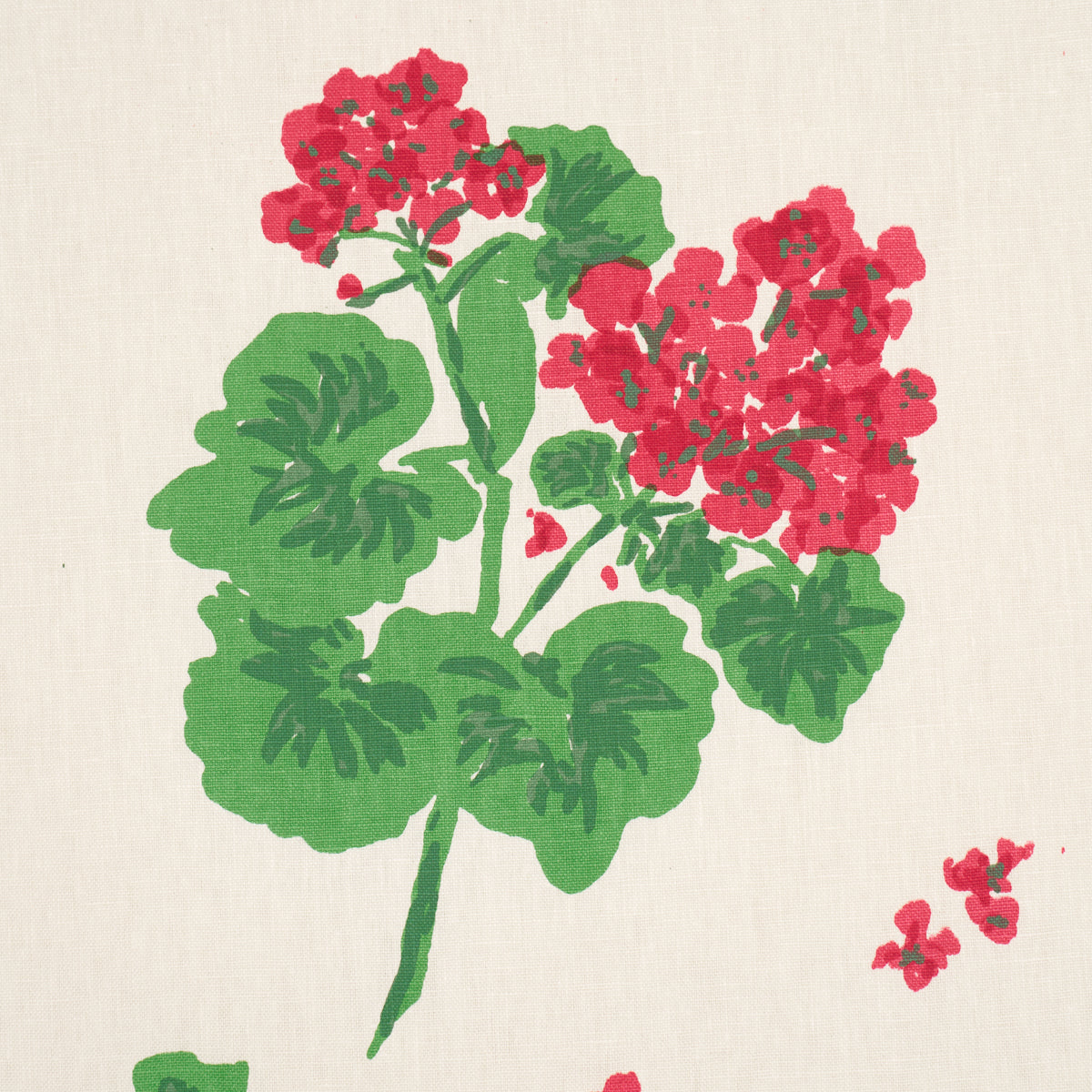 Geranium - Red On Natural - Schumacher TL400021 Fabric - Schumacher Fabric