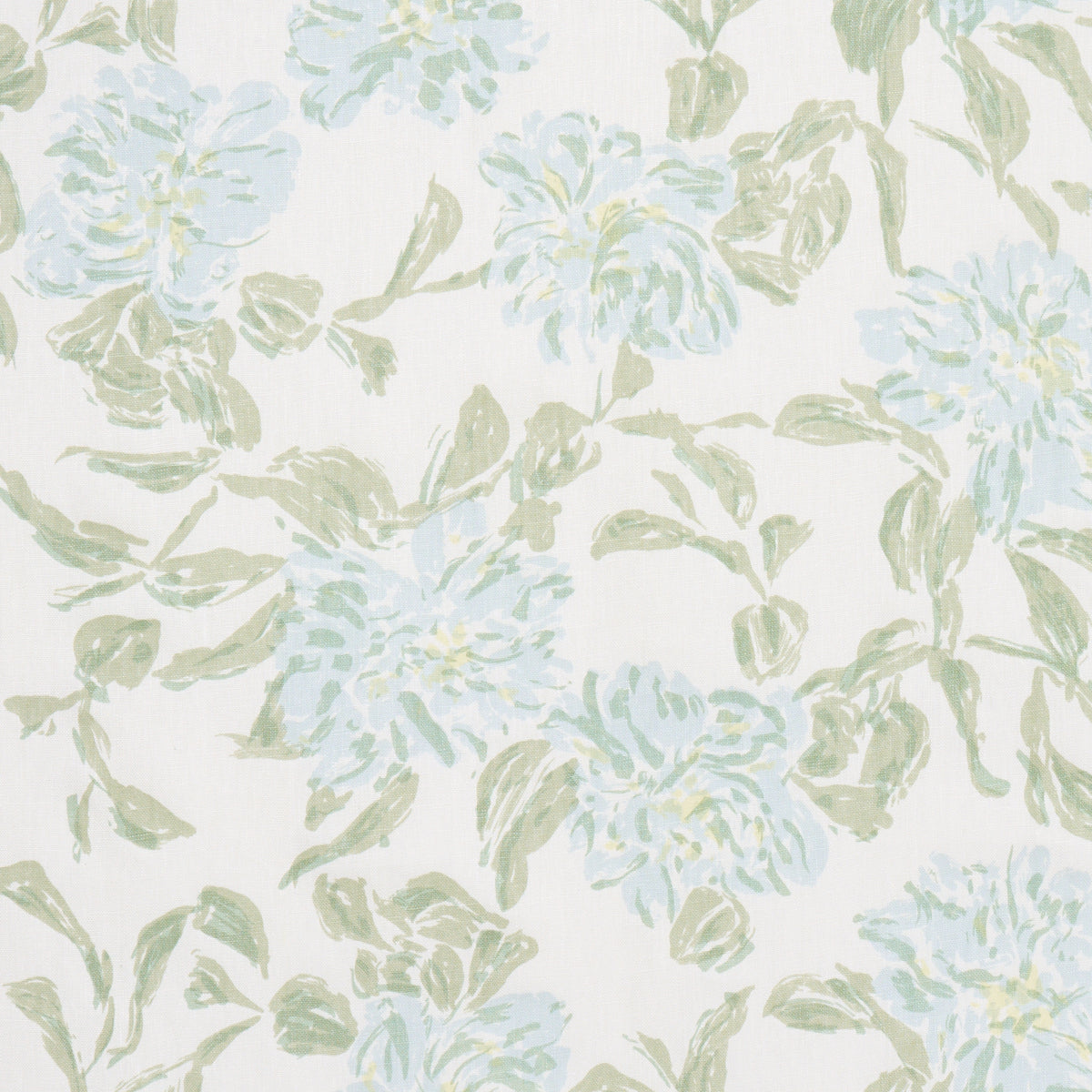 Peony - Green & Soft Blue - Schumacher TL400070 Fabric - Schumacher Fabric