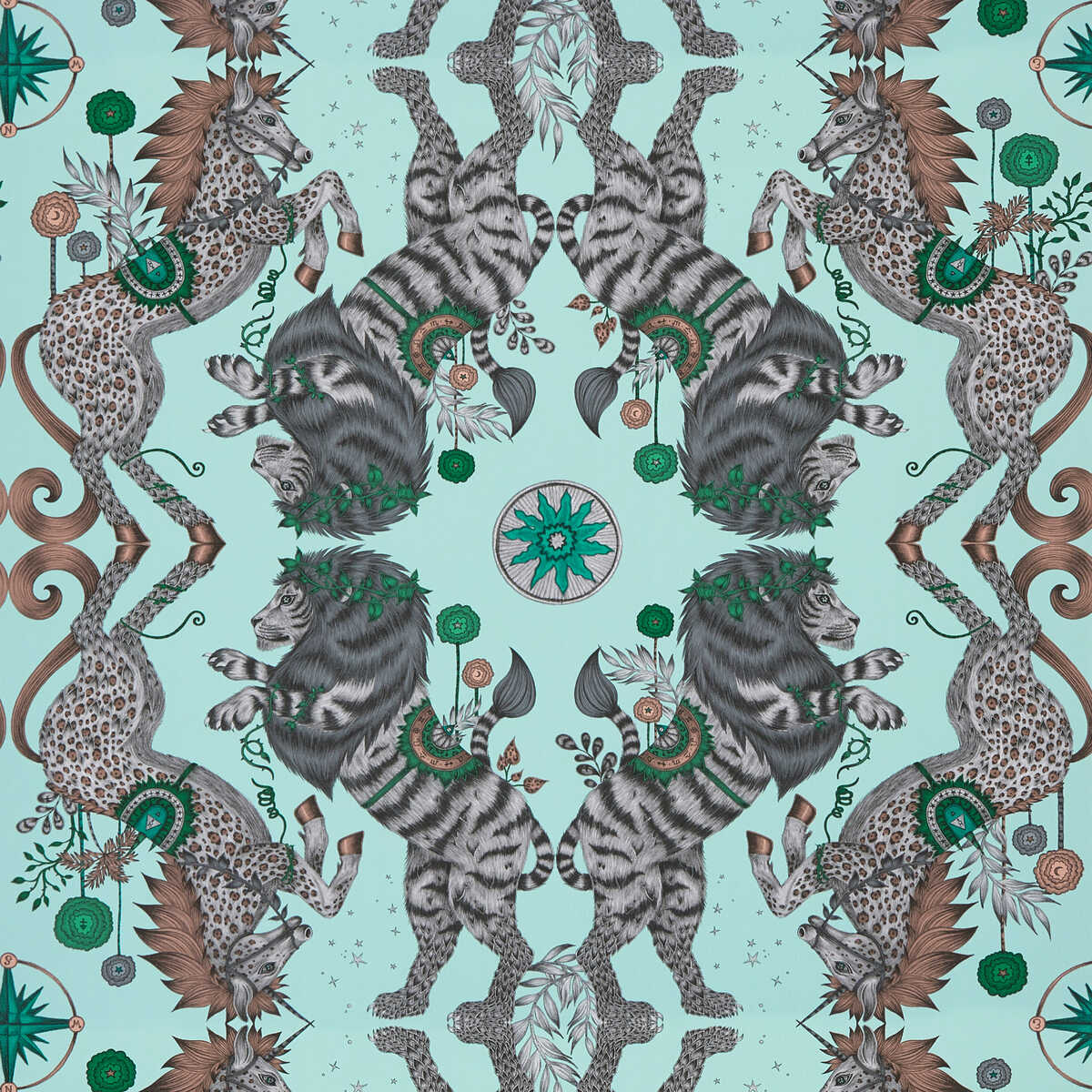 Caspian Wp - Aqua - CLARKE AND CLARKE Wallpaper