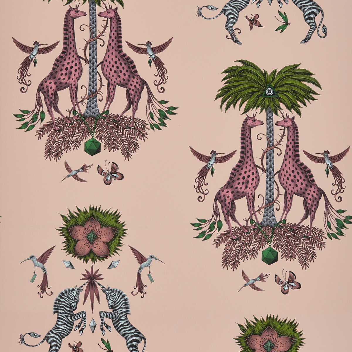 Creatura - Pink - CLARKE AND CLARKE Wallpaper