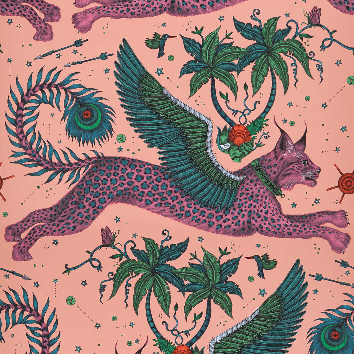 Lynx - Coral - CLARKE AND CLARKE Wallpaper