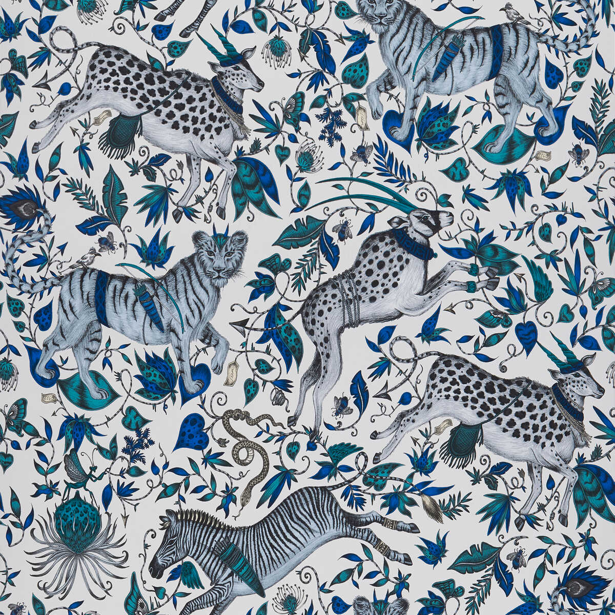 Protea - Blue - CLARKE AND CLARKE Papel pintado
