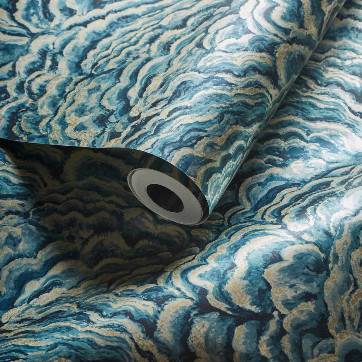 Lumino - Kingfisher/Gilver Wp - CLARKE AND CLARKE Wallpaper