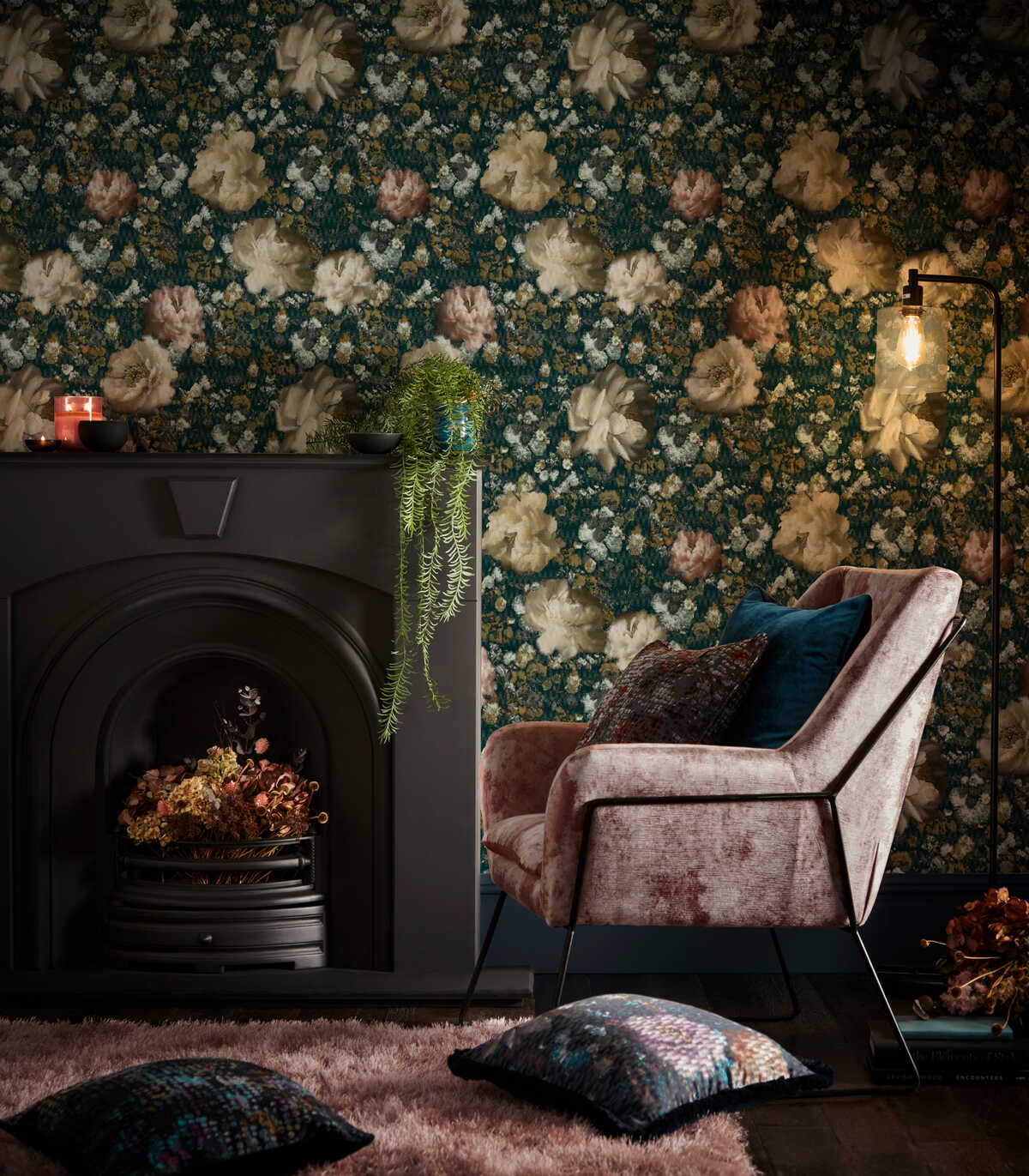 Camile - Teal/Spice Wp - CLARKE AND CLARKE Wallpaper