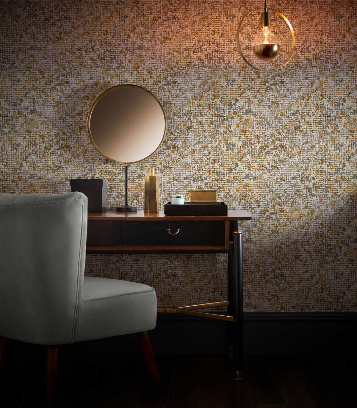 Scintilla - Ochre Wp - CLARKE AND CLARKE Wallpaper