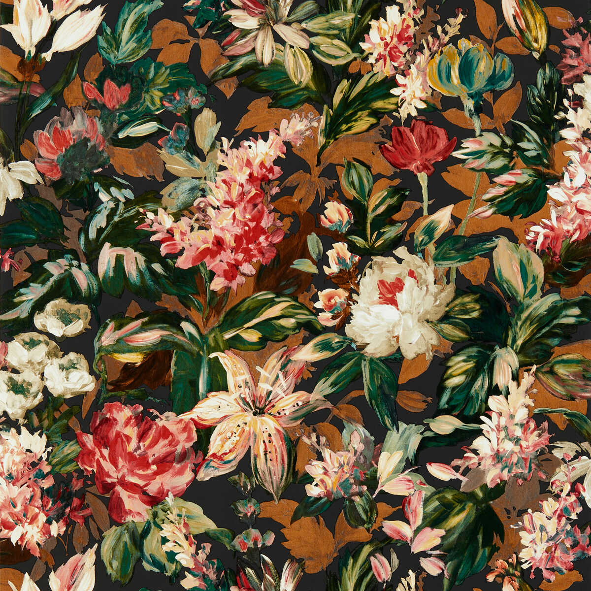 Lilum - Russet Noir Wp - CLARKE AND CLARKE Wallpaper