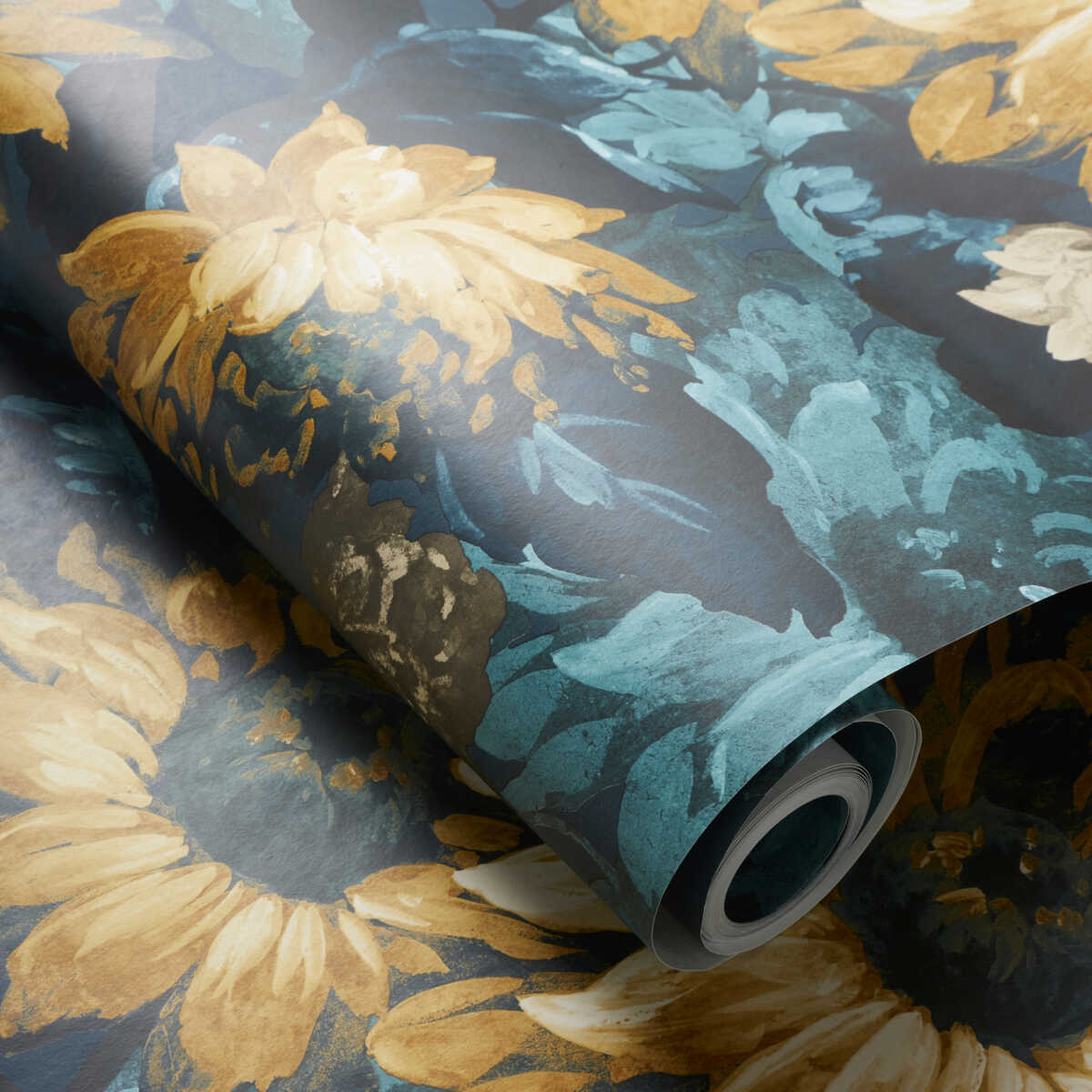 Sunforest - Denim Ochre Wp - CLARKE AND CLARKE Wallpaper