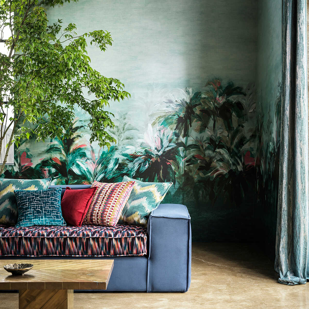 Alberi - Teal/Fuch Banner - CLARKE AND CLARKE Wallpaper
