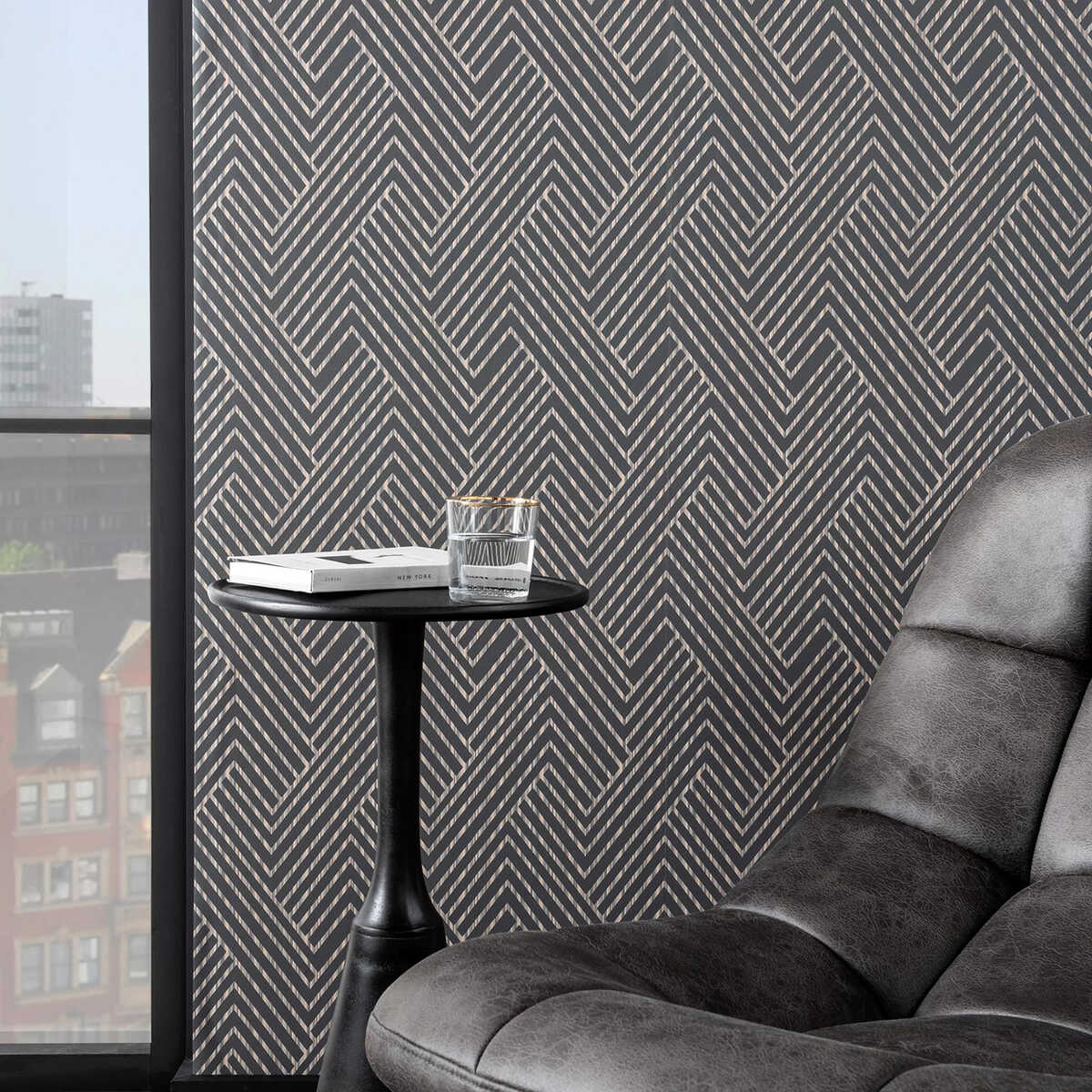 Grassetto - Charcoal Wp - CLARKE AND CLARKE Wallpaper