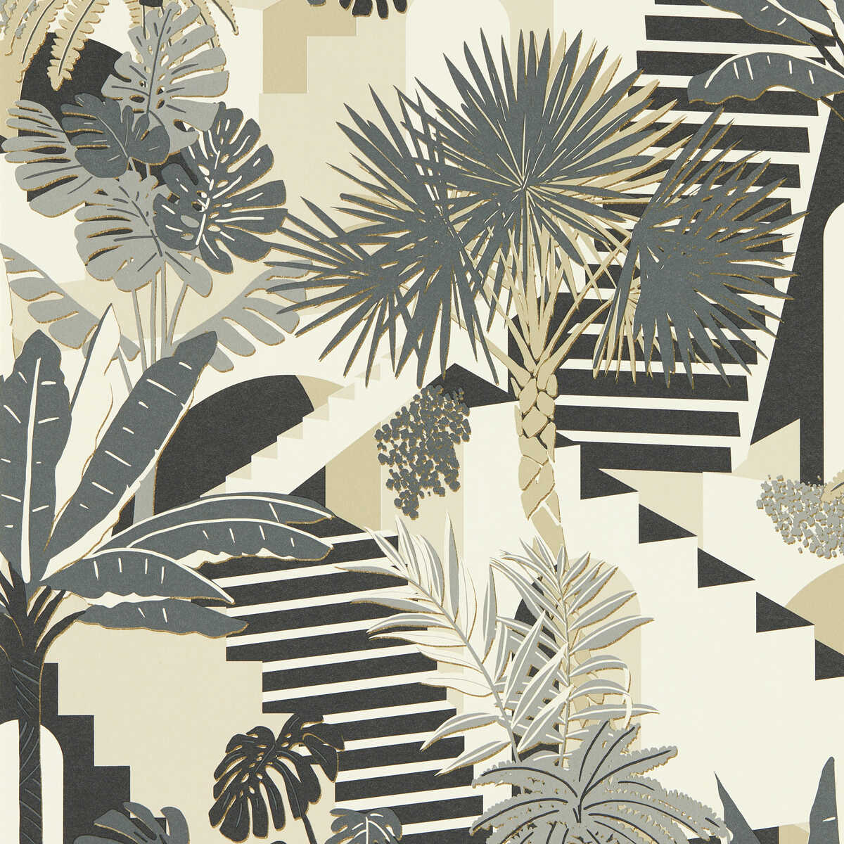 Malindi - Charcoal Wp - CLARKE AND CLARKE Wallpaper
