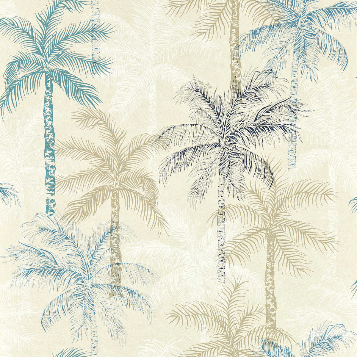 Palmyra - Denim Wp - CLARKE AND CLARKE Wallpaper