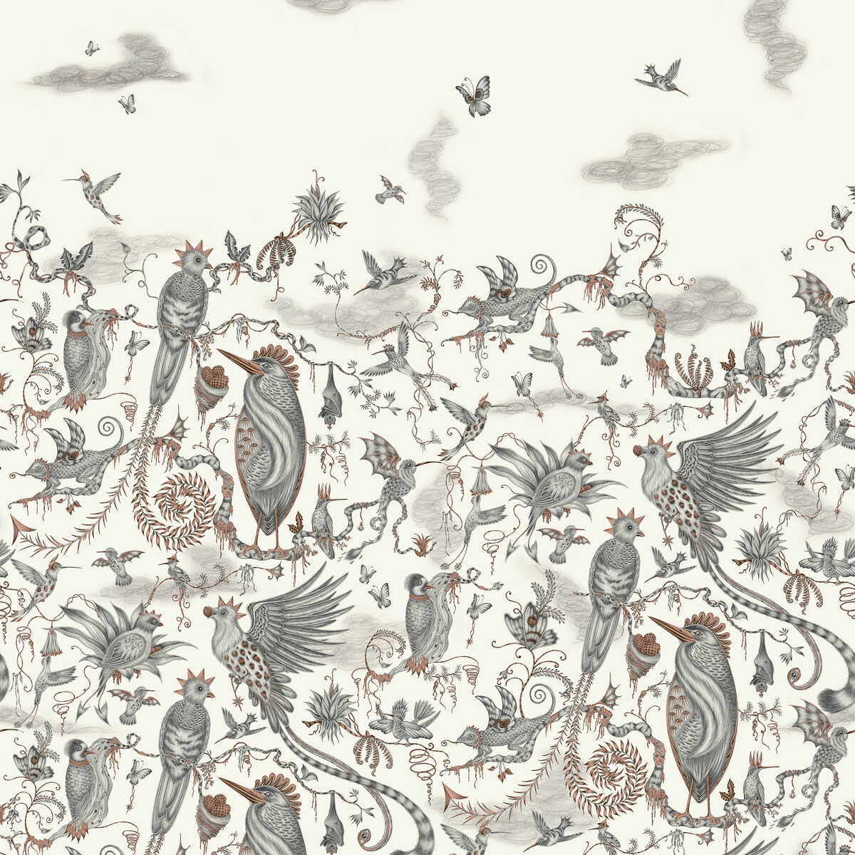 Cloud - Forest/Ivory Wp - CLARKE AND CLARKE Wallpaper
