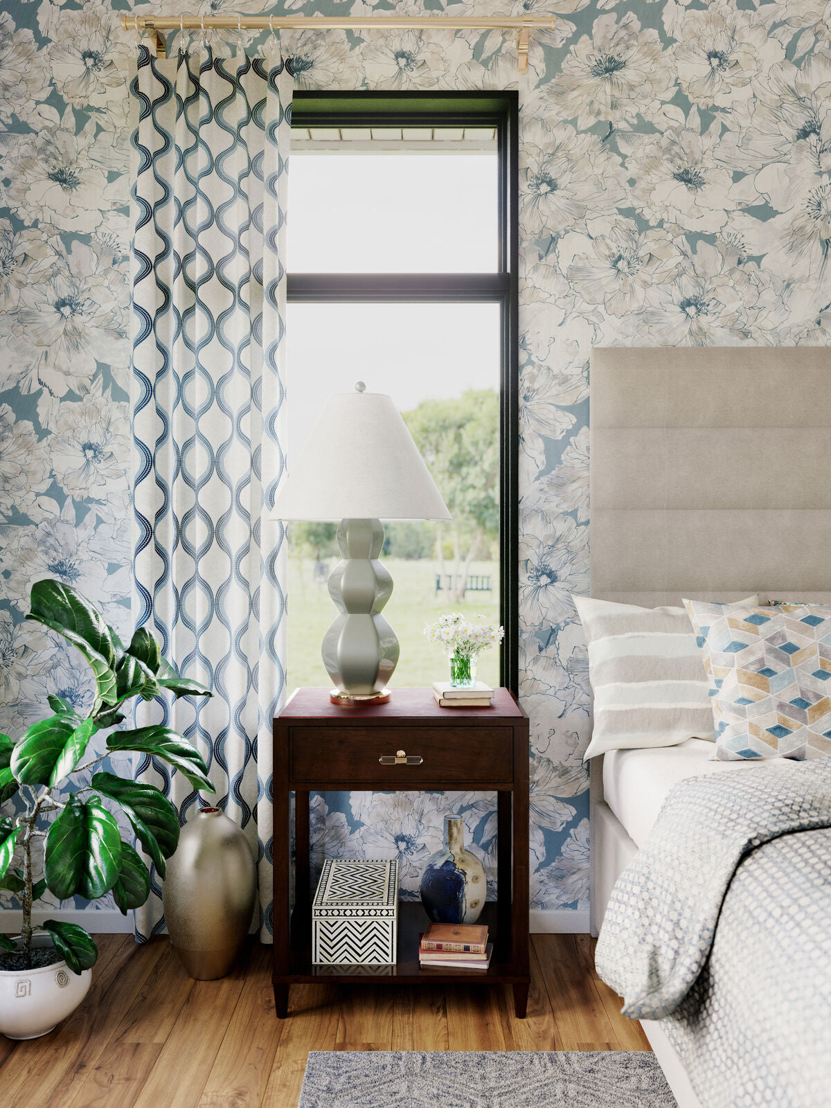 W-Ayrlies - Soft Blue - Kravet Couture Wallpaper