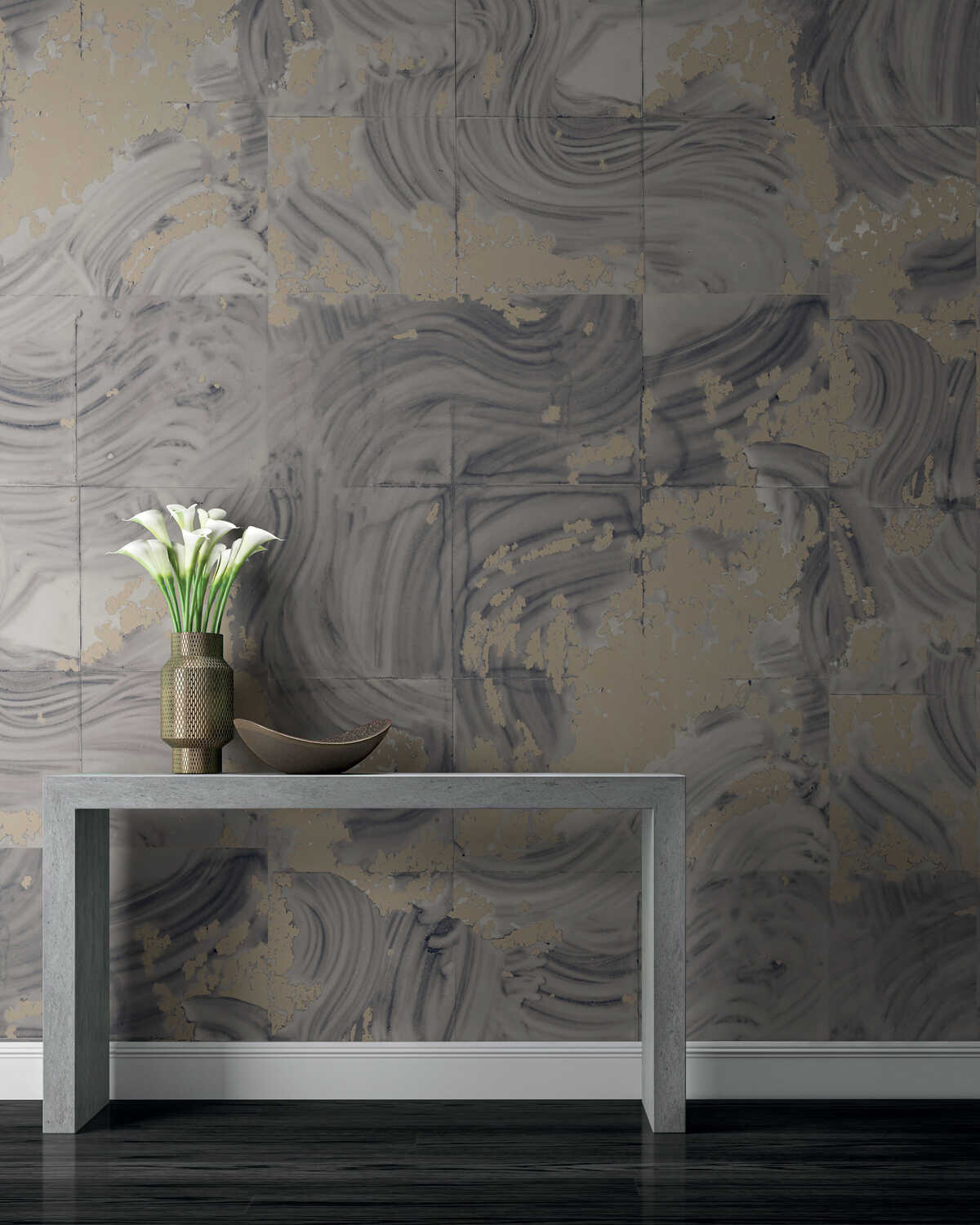 Rearrangements - Petrol - KRAVET COUTURE Wallpaper
