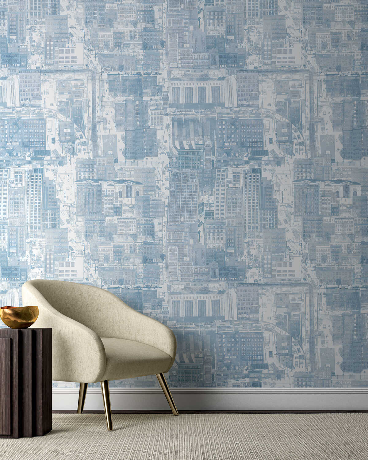 Urban Planning - Blueish - KRAVET COUTURE Wallpaper