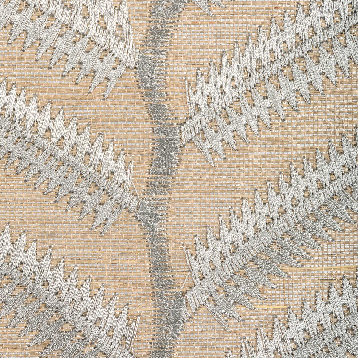 Plantae Emb Sisal - Grey - KRAVET COUTURE Wallpaper