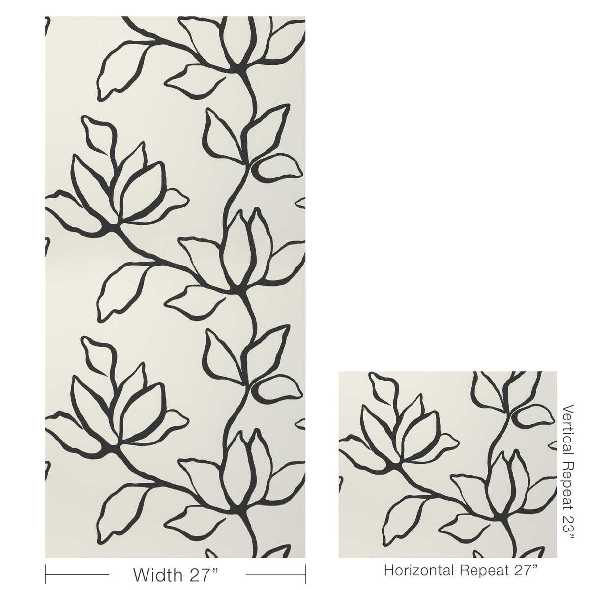 Floral Sketch Wp - Onyx - KRAVET COUTURE Wallpaper