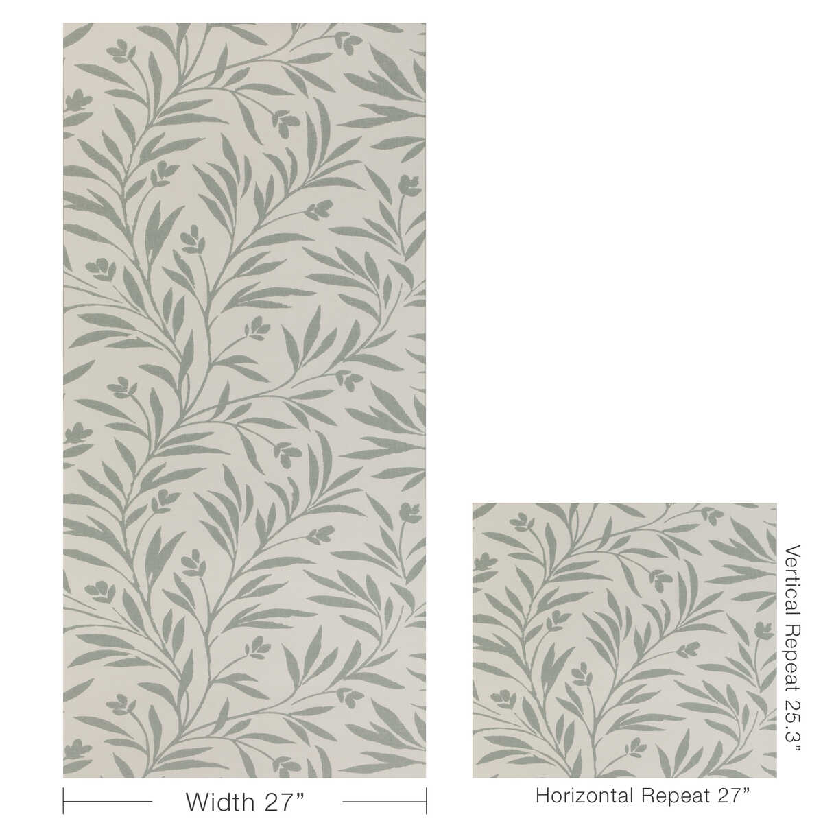 Wispy Vines Wp - Jade - KRAVET COUTURE Wallpaper