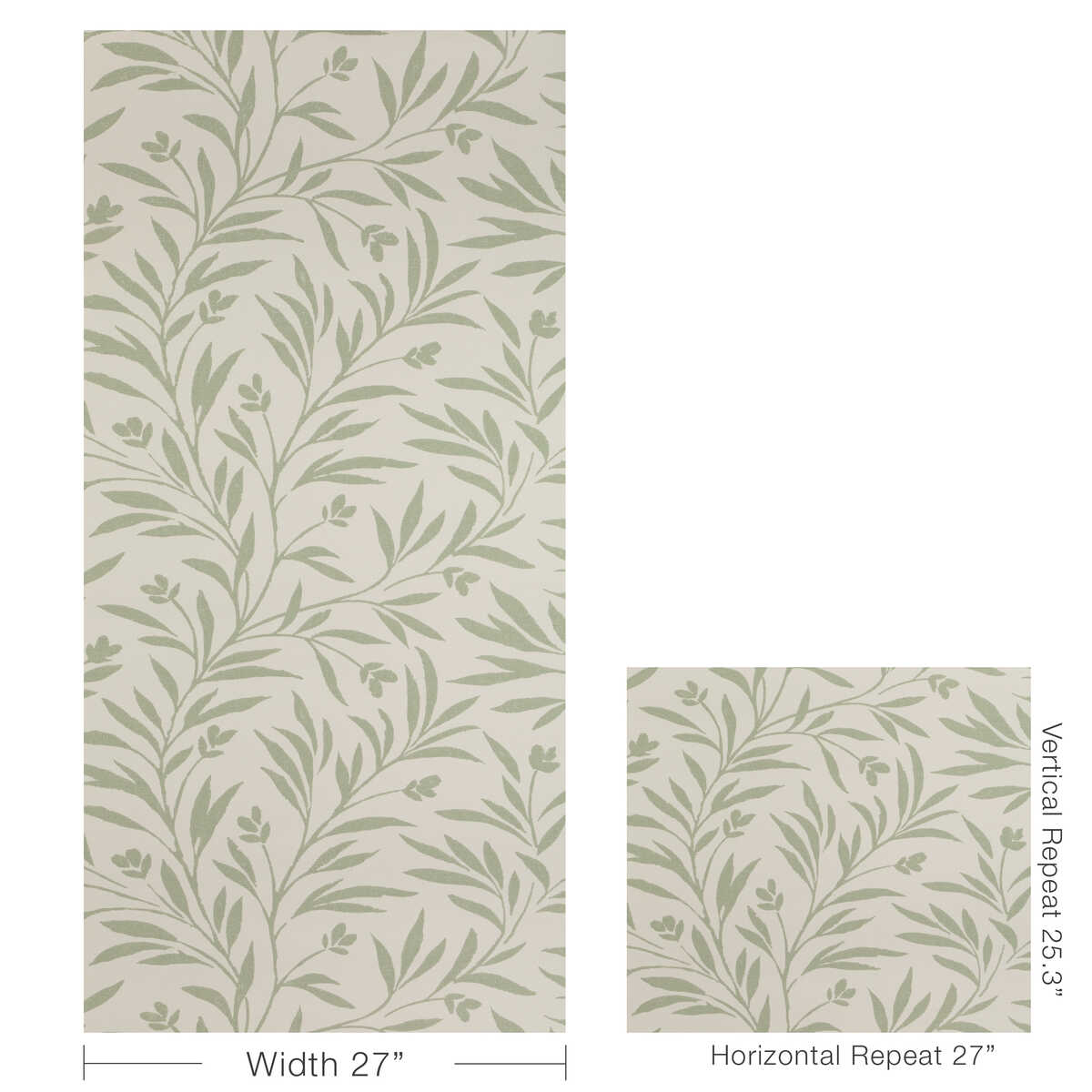 Wispy Vines Wp - Lichen - KRAVET COUTURE Wallpaper