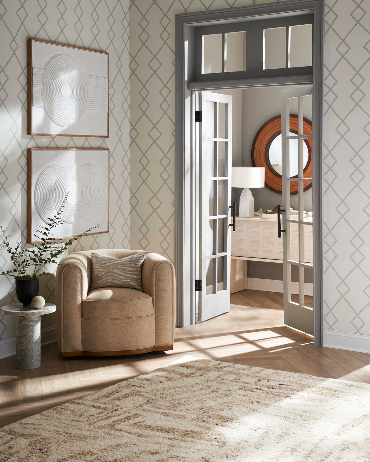 Geo Graphica Wp - Grey - KRAVET COUTURE Wallpaper