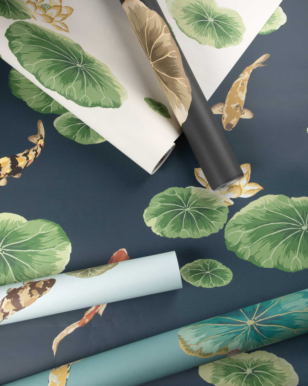 Lotus Pond Wp - Lagoon - KRAVET COUTURE Wallpaper