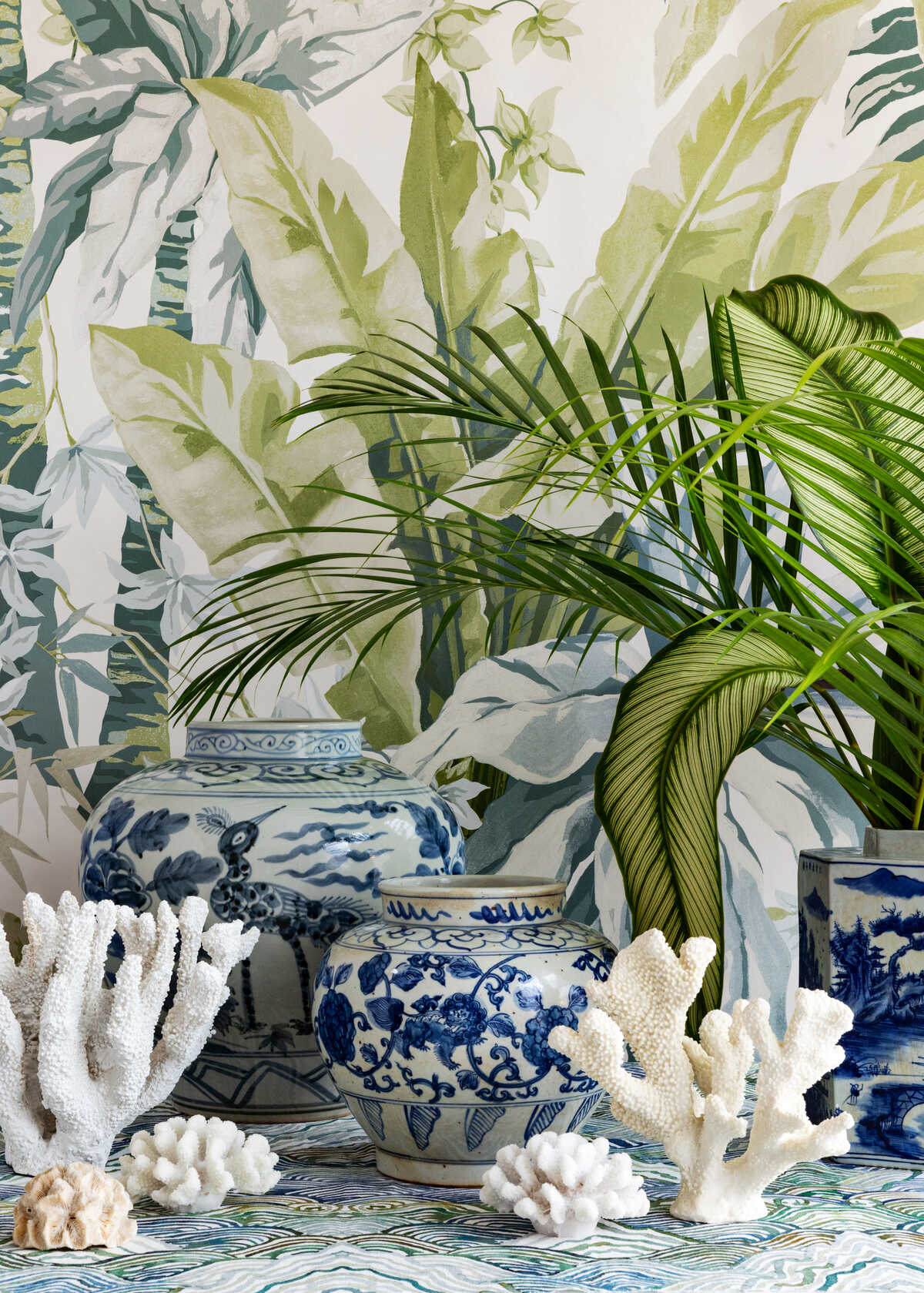 Junglewood Pnl - Blue Sage - KRAVET COUTURE Wallpaper