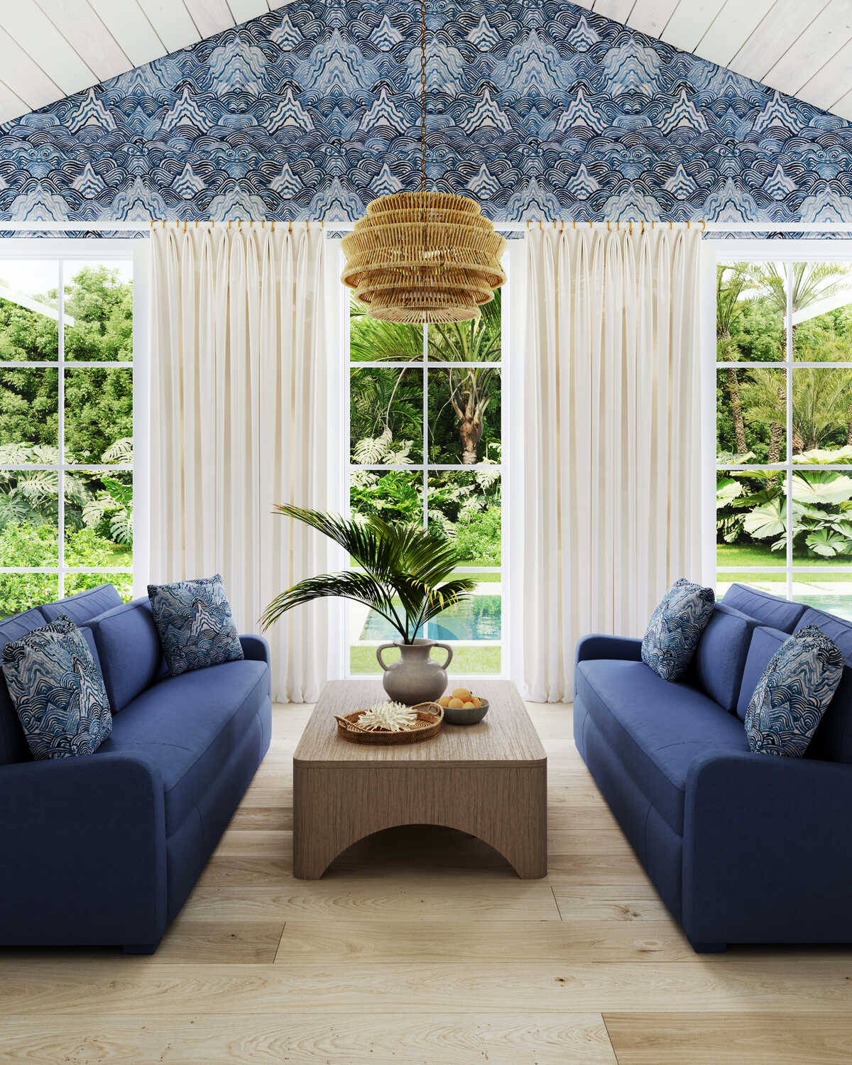 Shangri La Wp - Indigo - KRAVET COUTURE Wallpaper