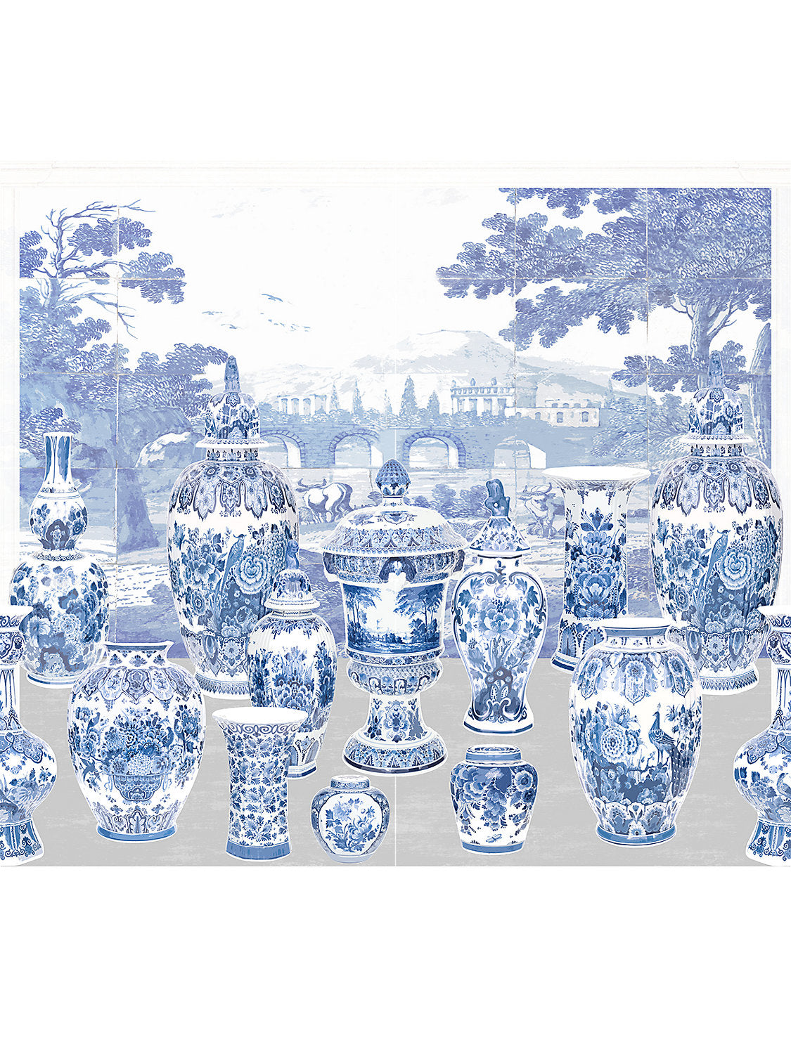 Garniture Scenic - Neutral - Right Panel - Scalamandre Wallpaper