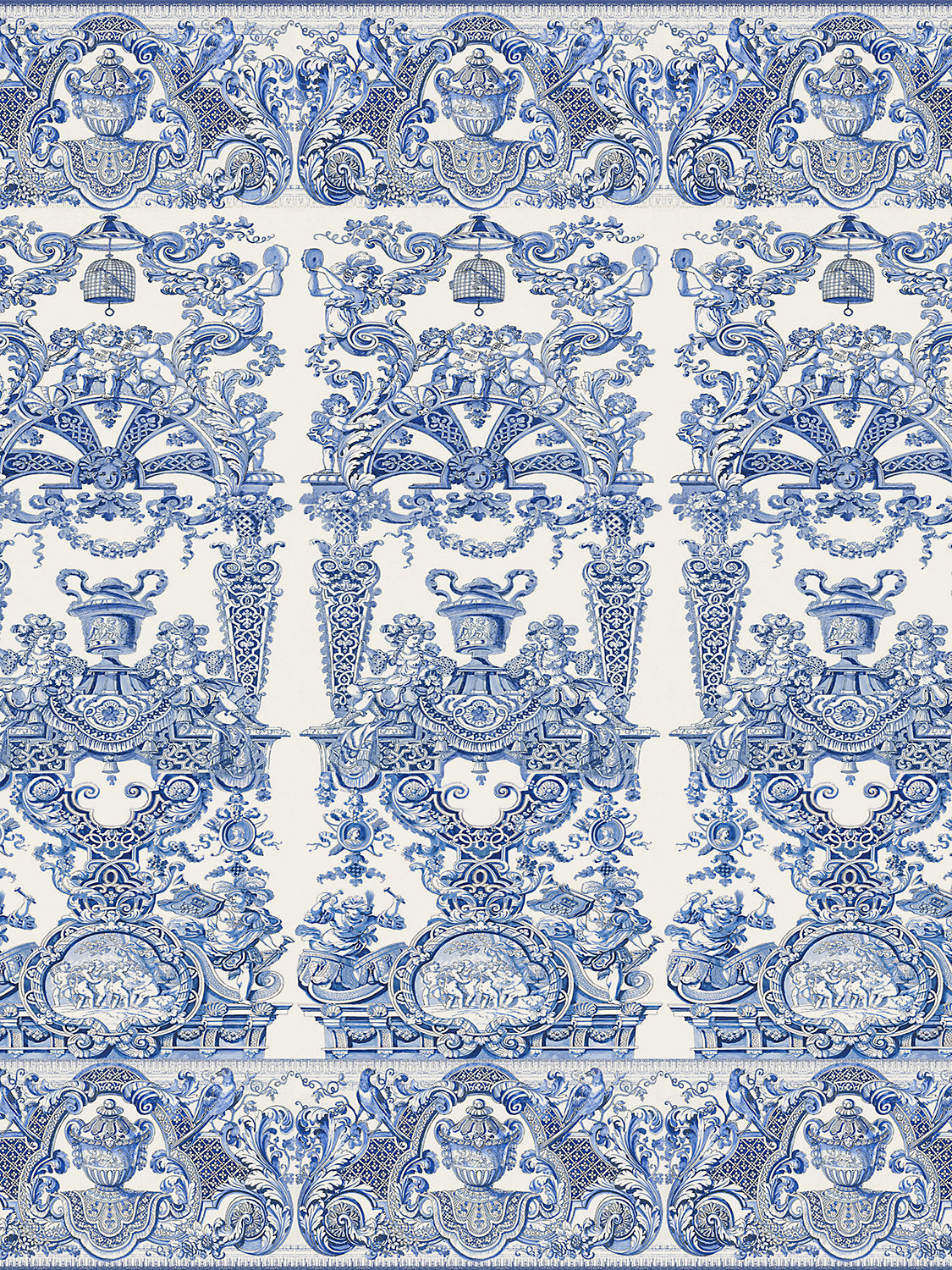 Hampton Court | Panel - Blue - Scalamandre Wallpaper