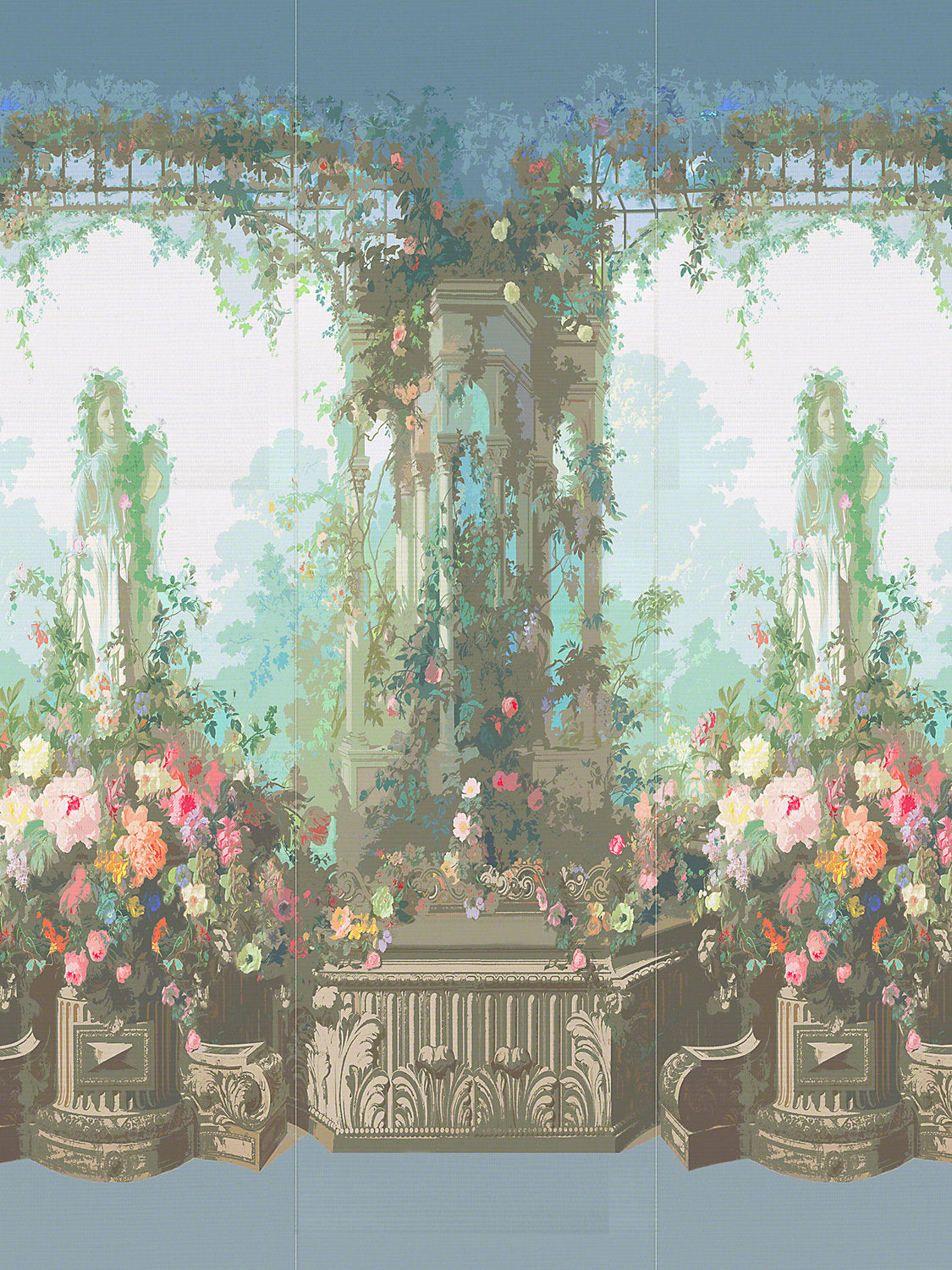 Jardin Defosse Dyptich - Chantilly - Pergola Panel - Scalamandre Wallpaper