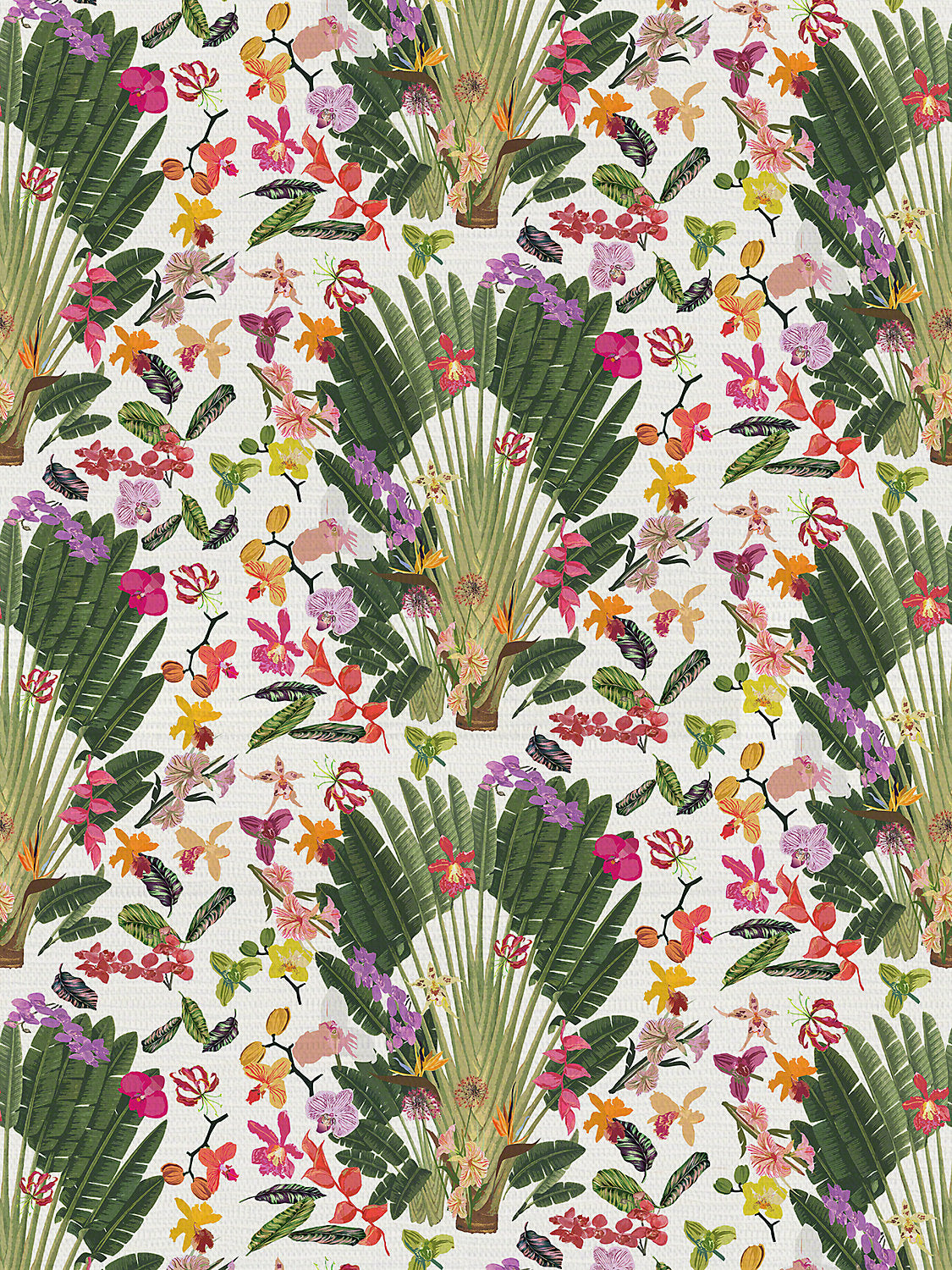 Fantasy Tropical - White - Scalamandre Wallpaper