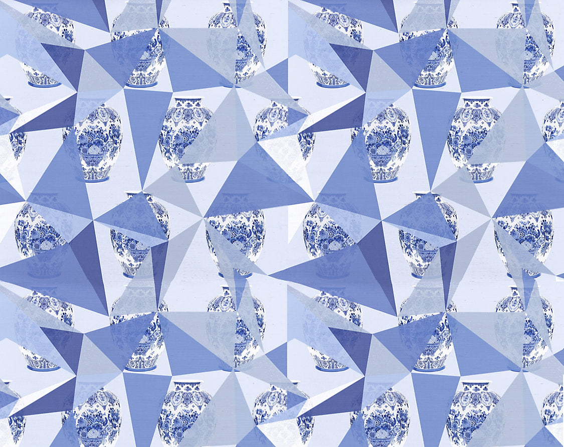 Elements - Blue - Scalamandre Wallpaper