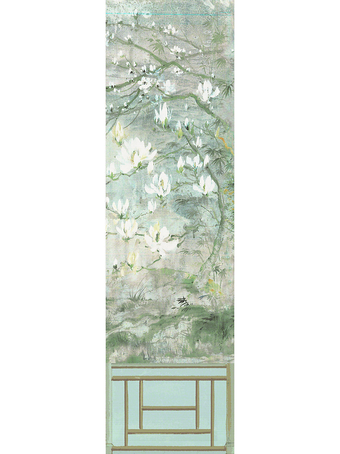 Crested Crane Mural | Panel 6 - Green Gold