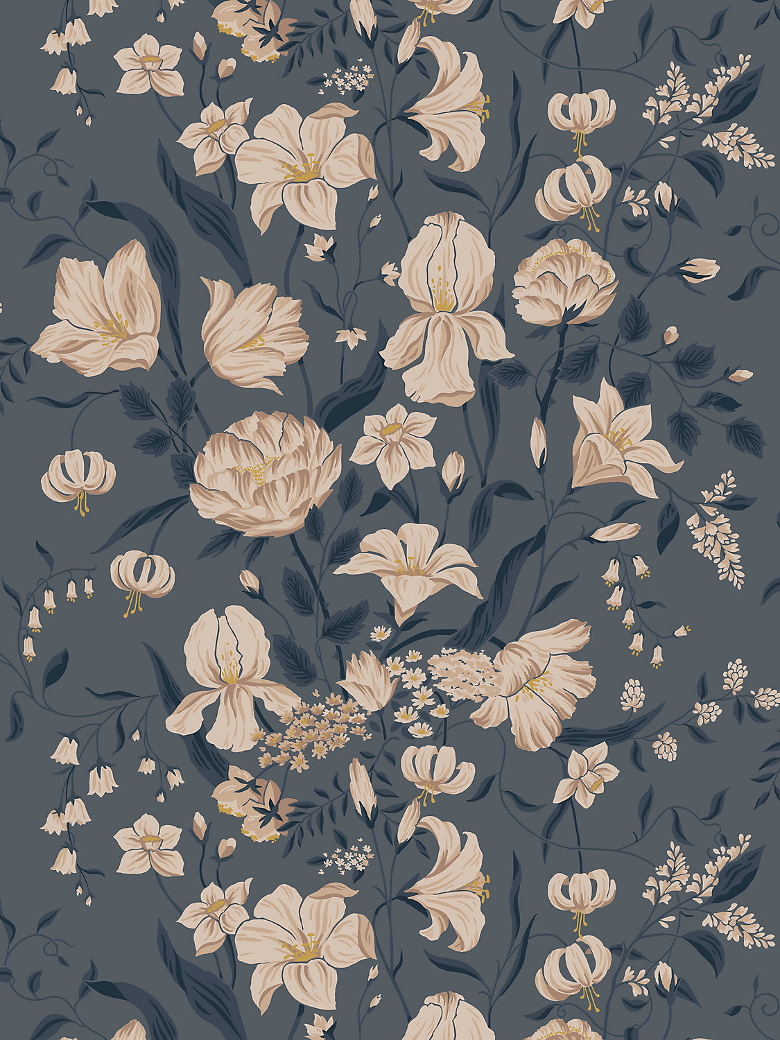 Karins Bukett - Indigo - Scalamandre Wallpaper