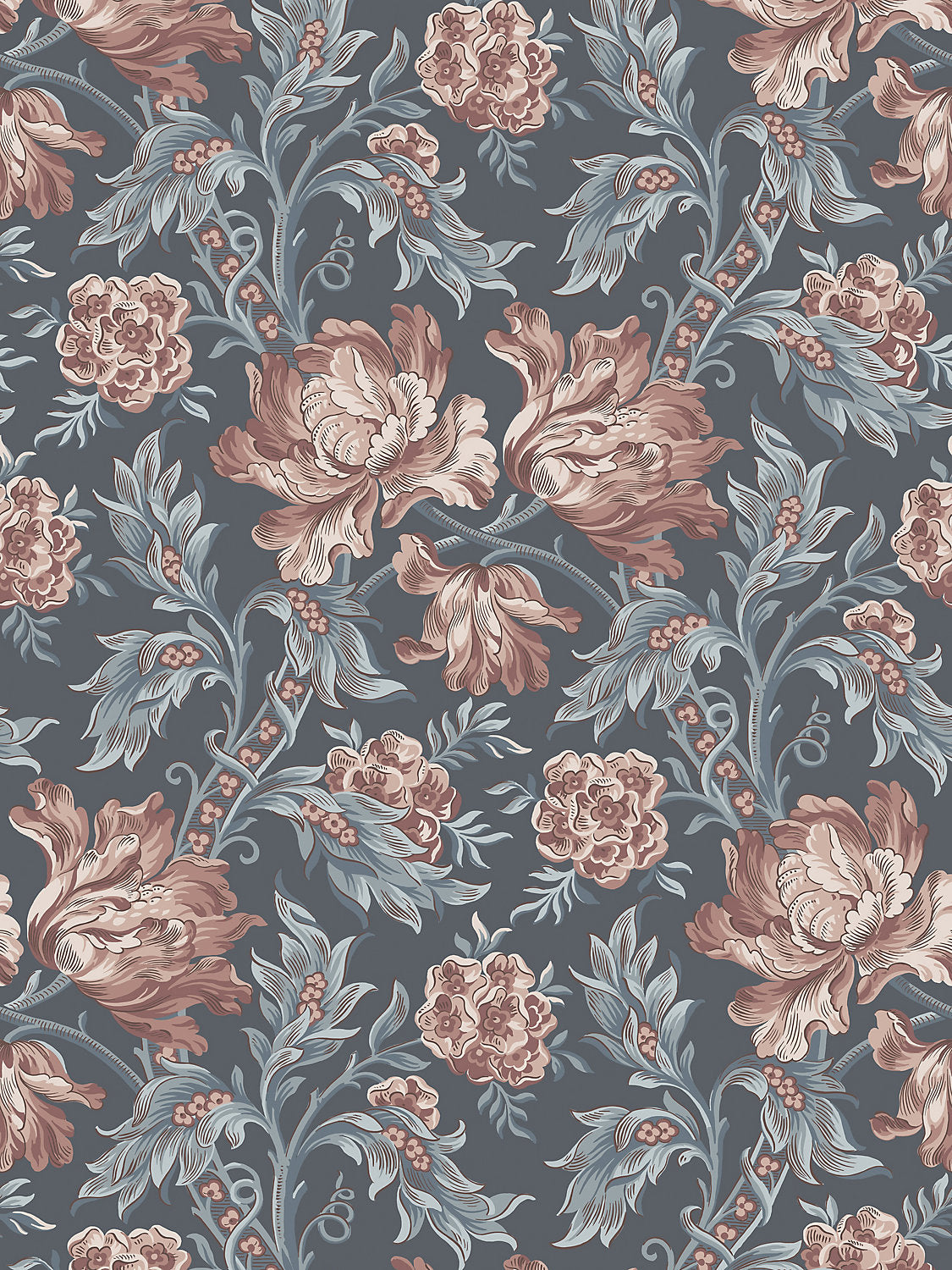 Amelia - Indigo Blue - Scalamandre Wallpaper