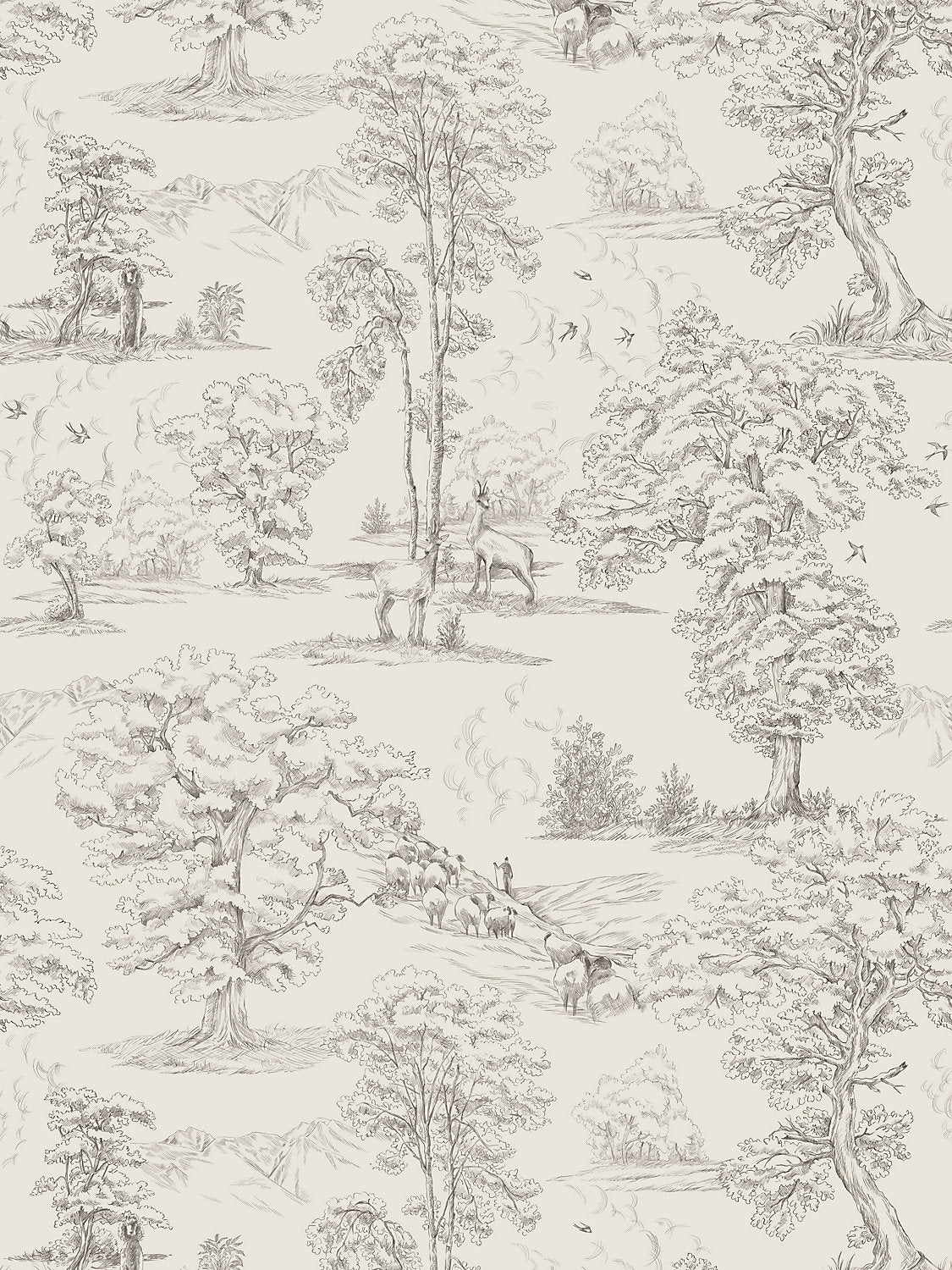 Montfort - Graphite - Scalamandre Wallpaper