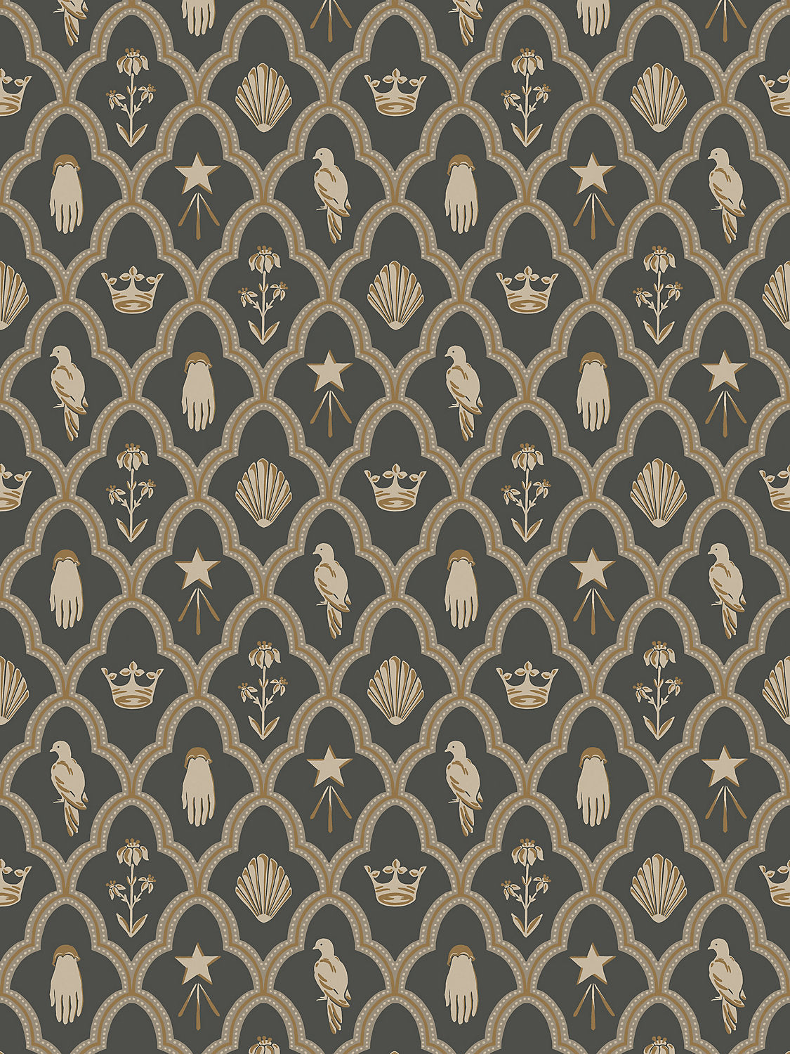 Turtledove Barn - Charcoal - Scalamandre Wallpaper