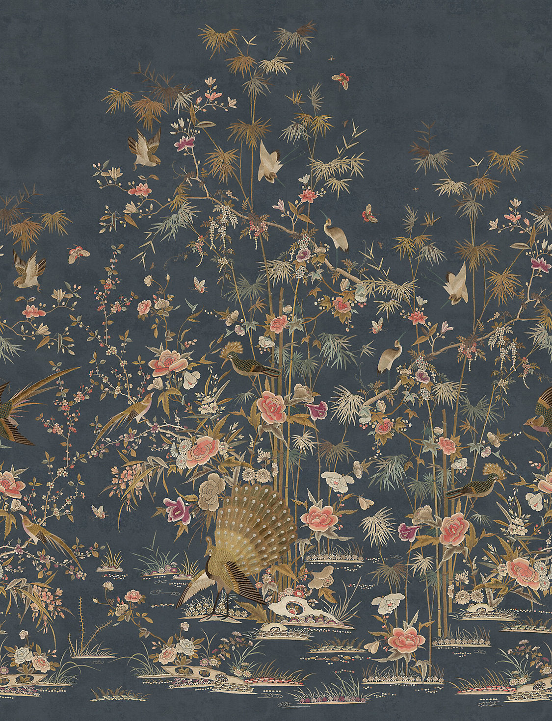 CHINOISERIE GARDEN - MURAL DARK BLUE WSB CHINGARD 0416 by Sandberg Wallcovering
