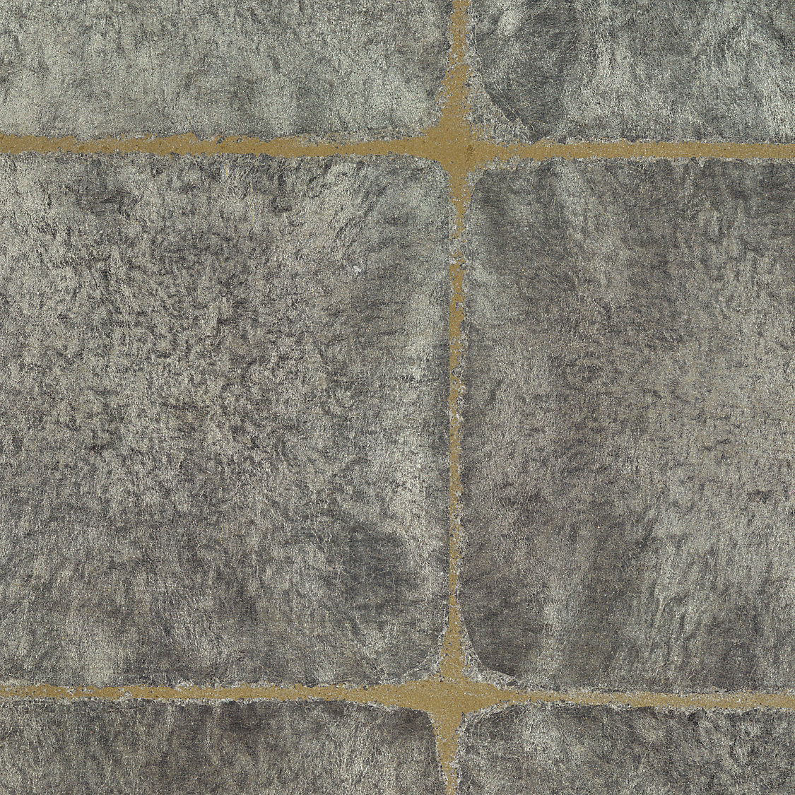 Silver Leaf Squares - Silver On Gold - Scalamandre Wallpaper
