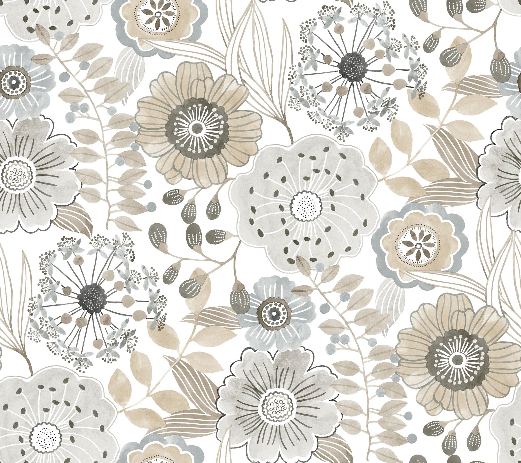 Artistic Bouquet Wallpaper - Neutral - York Wallcoverings - ZM2894