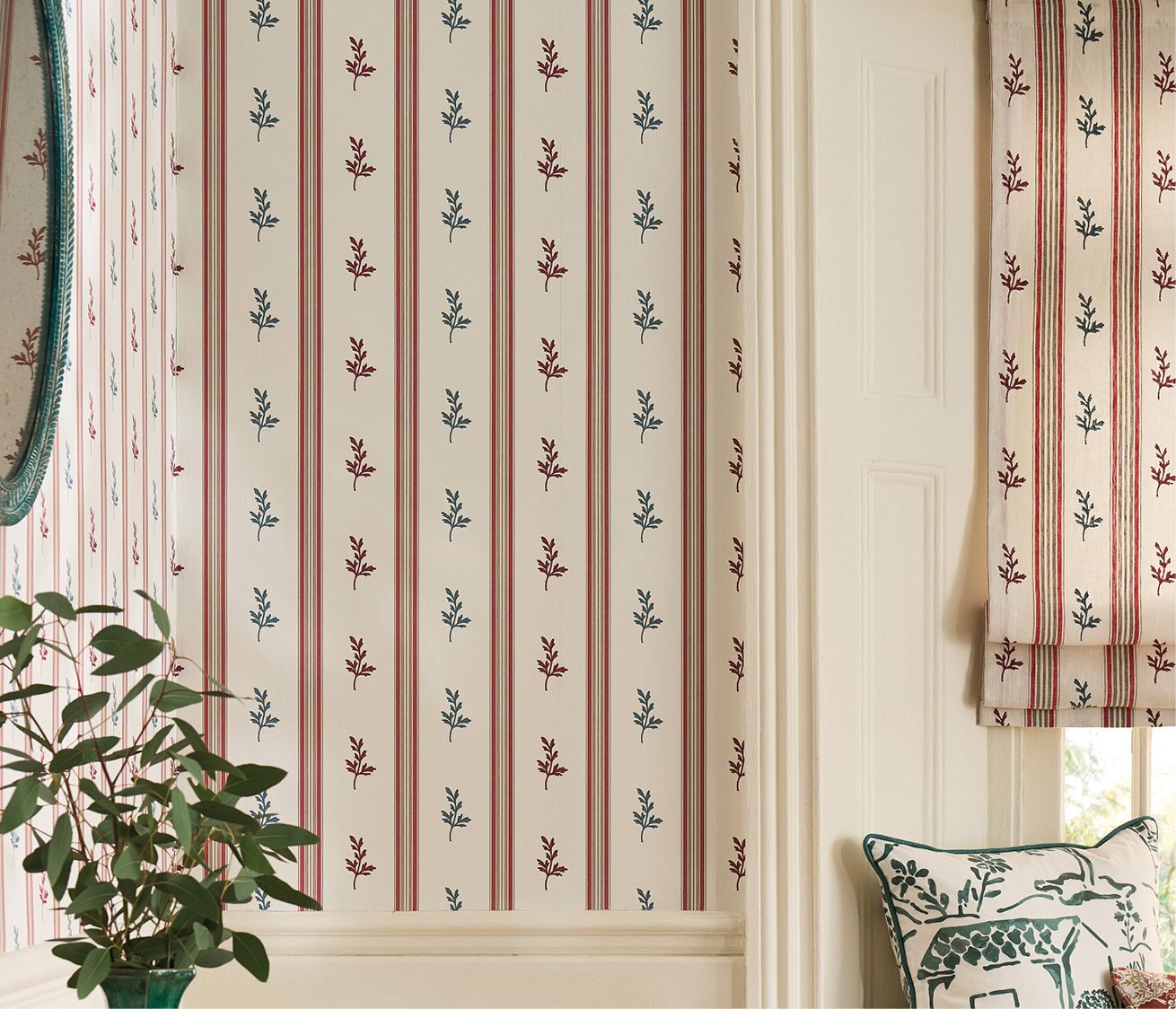 Honfleur Anduze Aqua/Beige - Nina Campbell - NCW4592-04 Wallcovering