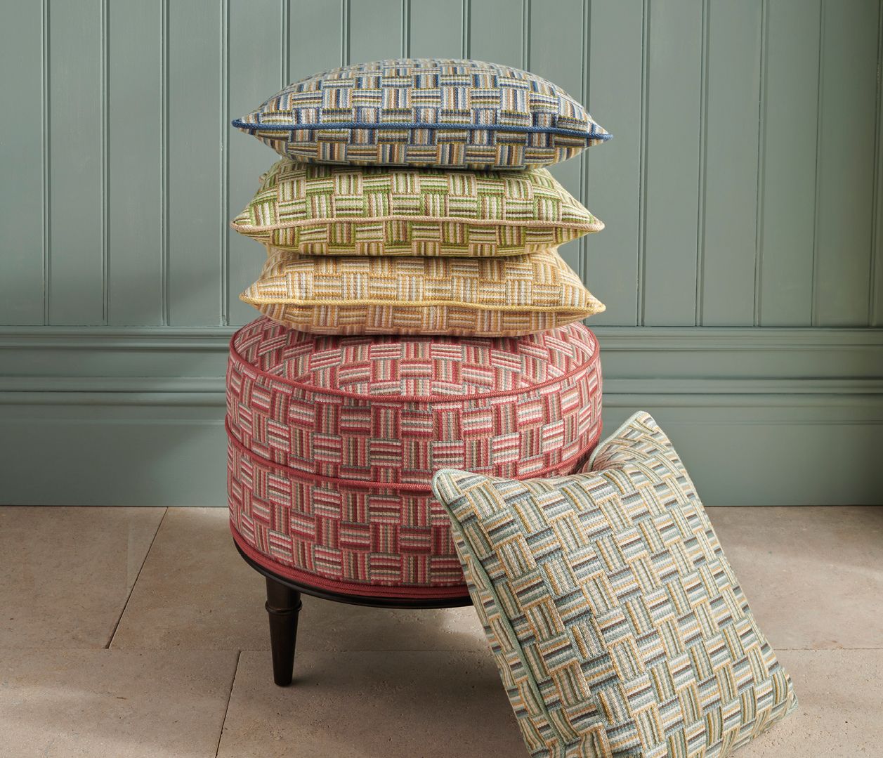 NC Dallimore Weaves Atwood Aqua/Ochre - Nina Campbell - NCF4522-04 Fabric