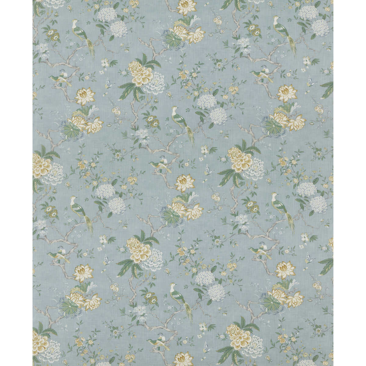 Oriental Bird Signature - Soft Blue - G P & J BAKER Fabric