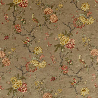 Oriental Bird Velvet - Mole - G P & J BAKER Fabric