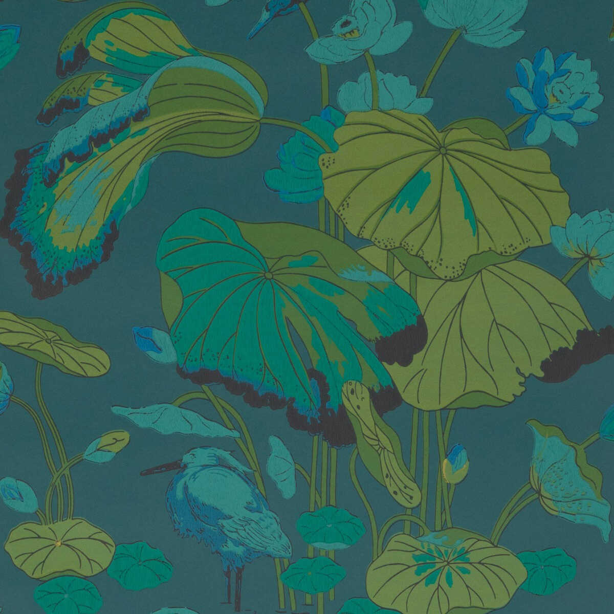Nympheus - Teal - G P & J BAKER Wallpaper