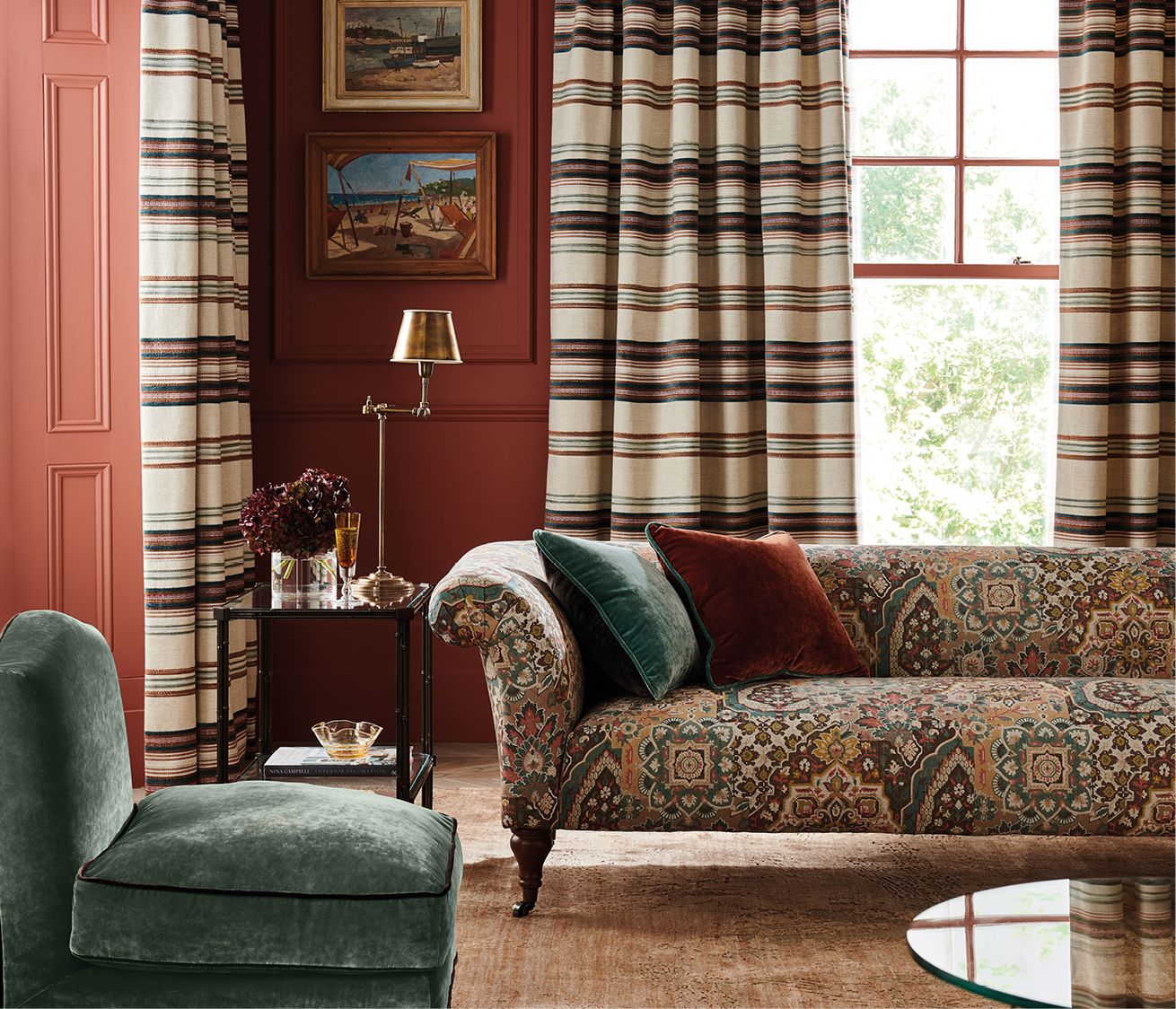 NC Farnaz Farnaz Stripe Persimmon - Nina Campbell - NCF4564-01 Fabric